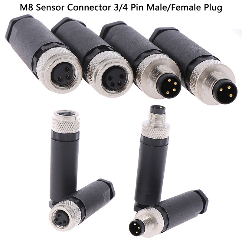 1Pc M8 Sensor Connector 3/4 Pin Male/Female Straight Angle Plug_hg 