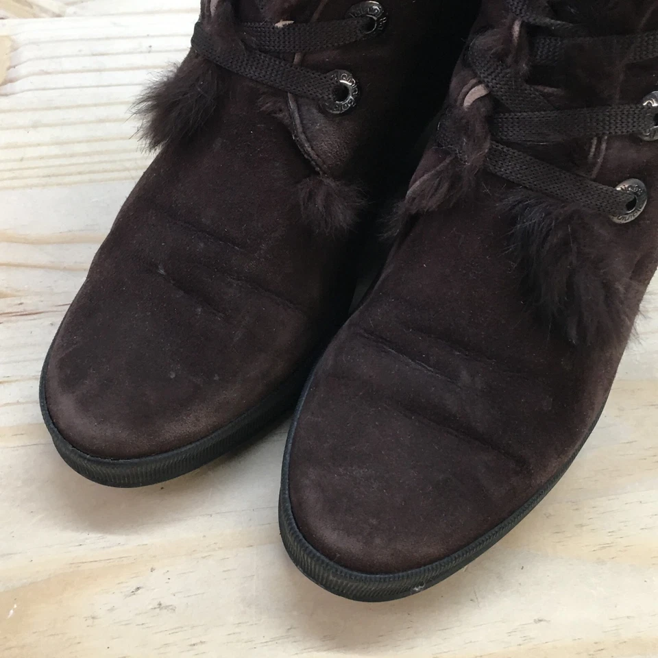 Baldinini Botas Mujer 37 Botín Marrón Con Cordones Informales Cómodas Tacones de Cuña Foto 4 de 4