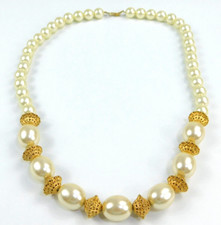 Vintage Chunky Napier Faux Pearl Gold Tone Fi...