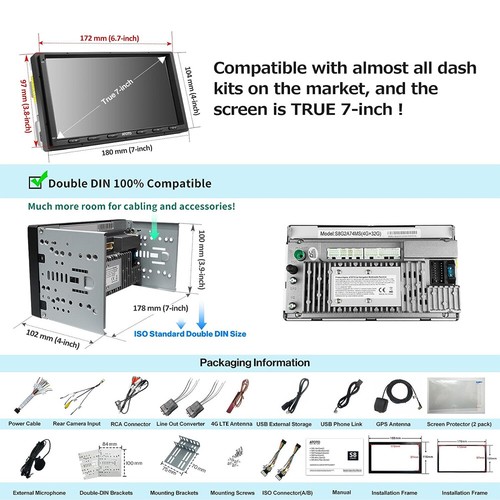 ATOTO S8MS Android 10 Doppel-DIN Autoradio 4G+32GB Bluetooth Carplay 4G LET DSP - Bild 11 von 12