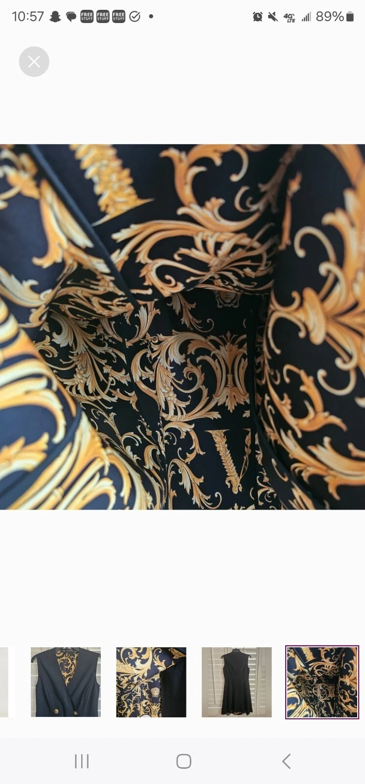 Abito smanicato nero VERSACE con bottoni Medusa oro taglia SMALL