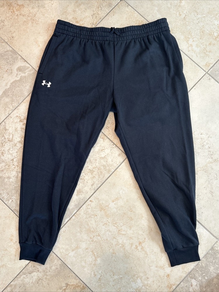 Under Armour Rival Fleece Joggers Men's 2XL Black Pants Sweatpants 1379774-001