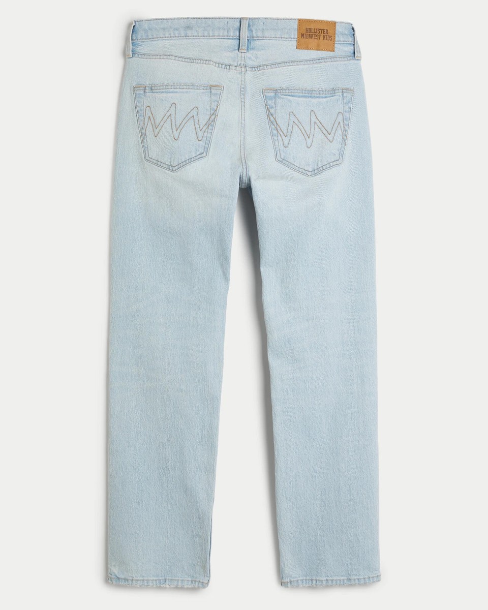 Hollister x Midwest Kids Light Wash Varsity Patch Men's Straight