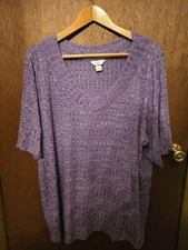 CJ Banks Lavender Purple Short Sleeved V-Neck Top 3X 