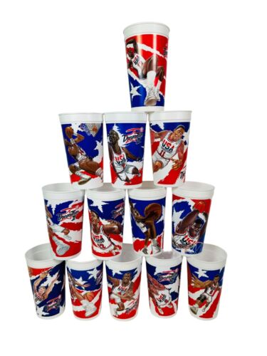 USA OLYMPIC BASKETBALL VINTAGE 1994 DREAM TEAM II MCDONALDS SODA CUP SET (13)