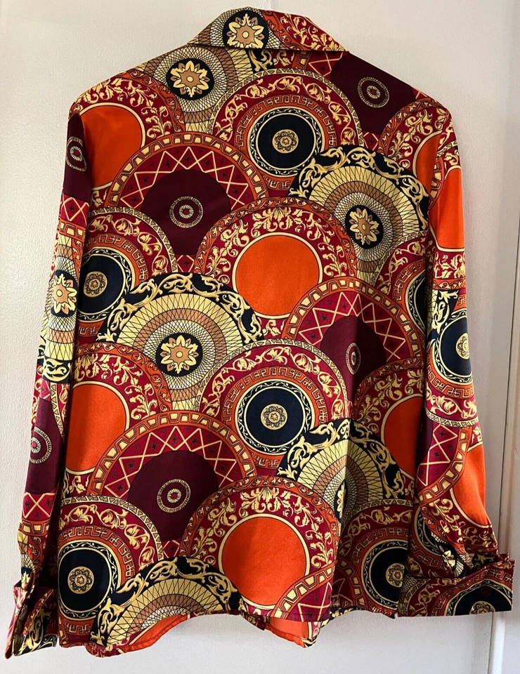 Blusa de seda vintage Spenser Jeremy para mujer multicolor manga larga abotonada talla 6 Foto 2 de 4