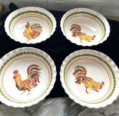 Williams-Sonoma 2010 ''TUSCAN ROOSTER'' Pasta/Salad Bowls (9.5'') - Set/4 (Italy)
