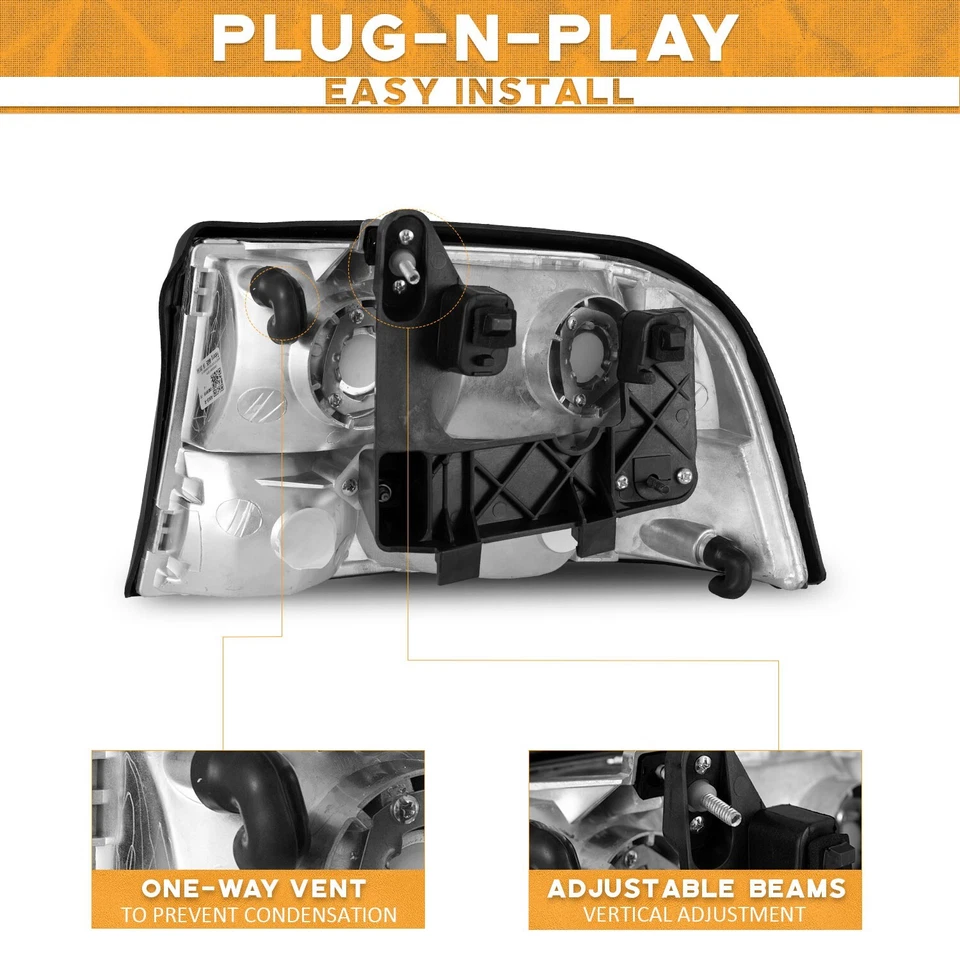 Pair Headlights For 1998-2004 GMC Sonoma S-15 1998-2001 Jimmy Oldsmobile Bravada Foto 4 de 4