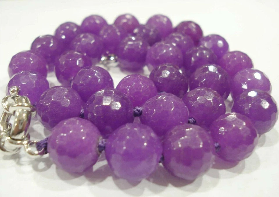 Bonito collar de cuentas redondas de piedras preciosas de alejandrita púrpura rosa facetada de 12 mm 18"" Foto 2 de 3