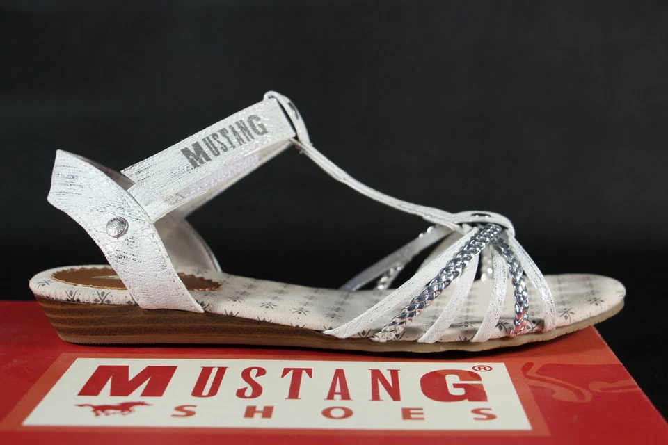 Mustang Ragazza Sandali Sandalo Col Tacco Alto Sandaletti Argento Nuovo - Immagine 2 di 4