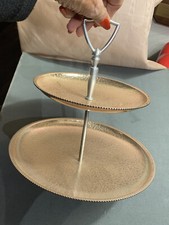 Kromex Large PINK Aluminum 2-Tier Tidbit Serving Tray NOS- Made in USA