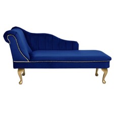 Image of Navy blue stripe chaise Lounge Sofa Accent Arm Chair bedroom furniture 