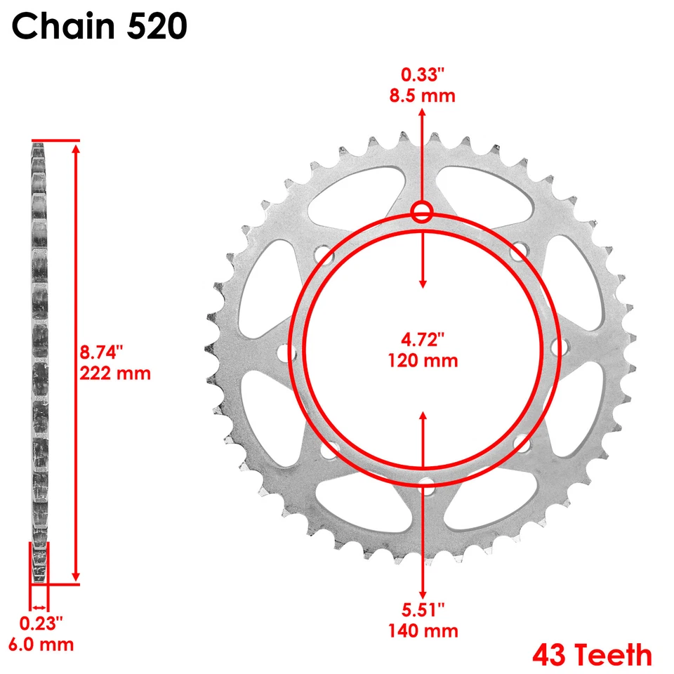 O-Ring Drive Chain & Sprockets Kit for Kawasaki KLR650 KL650 1987 1988 1989 1990 - Image 4 of 4