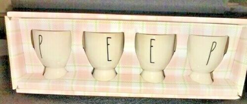 NEW IN BOX Rae Dunn Easter PEEP Ceramic Egg Holders Cups 2020 Set of 4  - Picture 1 of 2