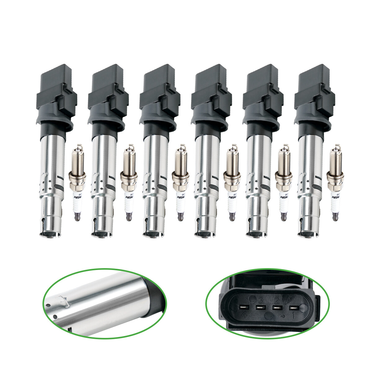 6X Ignition Coils + 6X Spark Plugs For Audi A3 Q7 VW Touareg Passat Eos