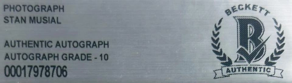 STAN MUSIAL SIGNED SLABBED 8X10 PHOTO ST LOUIS CARDINALS AUTOGRAPH 706 BAS 10 - Image 2 of 2