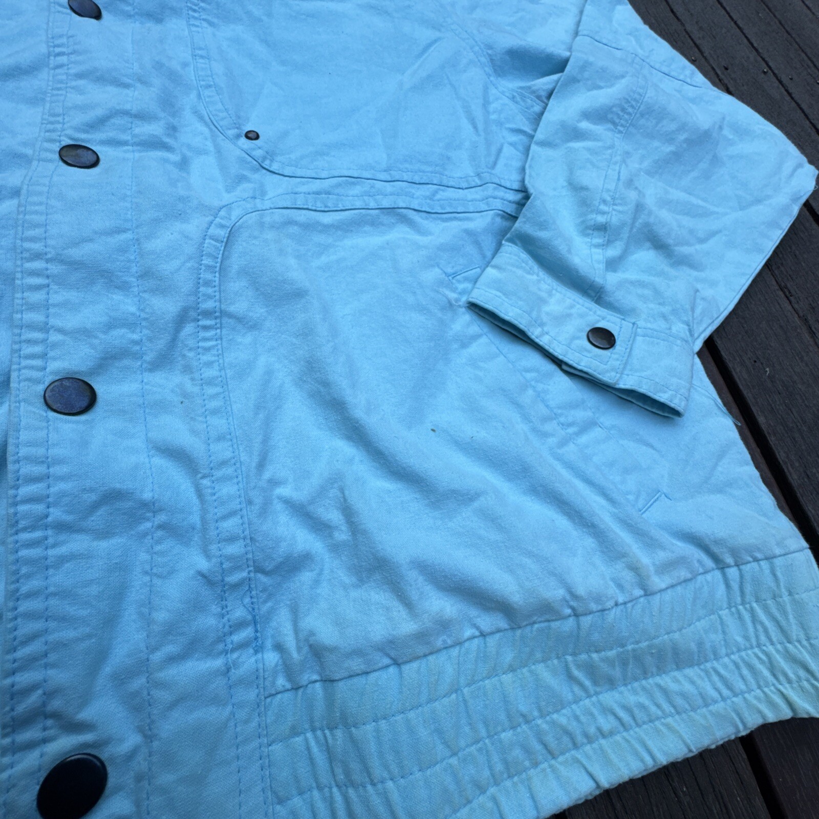 Rare Vintage PIONEER SKY BLUE SNAP BUTTON JACKET 105 Cm Macau Made LRG image 8