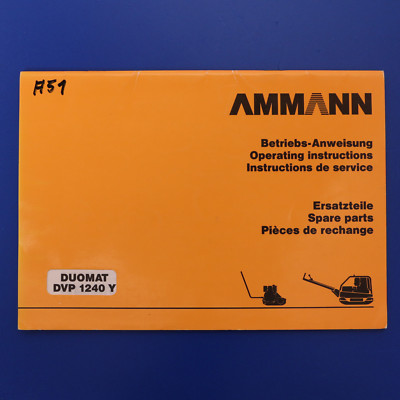 Ammann Duomat DVP 1240 Ersatzteilkatalog Ersatzteilliste Betriebsanweisung 1992