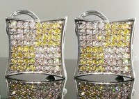$150 Mens Canary Yellow Simulated Diamond Earrings Micropave Hip Hop Bling $150 Mens Canary Yellow Simulated Diamond Earrings Micropave Hip Hop Bling