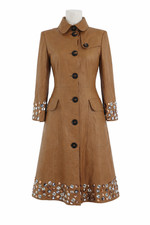 Burberry Leather Trench Coat Kensington Jewelled Single Breasted Cognac UK 8