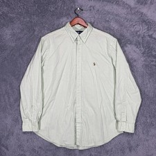 Ralph Lauren Dress Shirt Men 17.5 34/35 Classic Fit Green 100 Cotton Flesh Pony