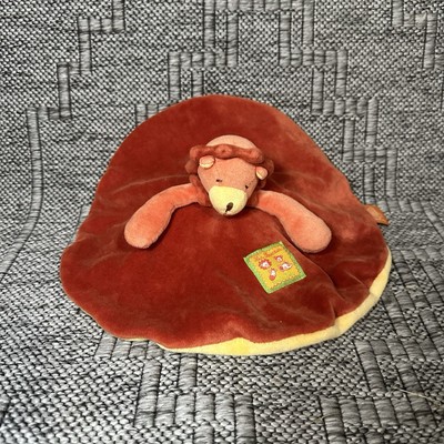 Moulin Roty Double Sided Lion Elephan Plush Lovey Security Blanket Blankie