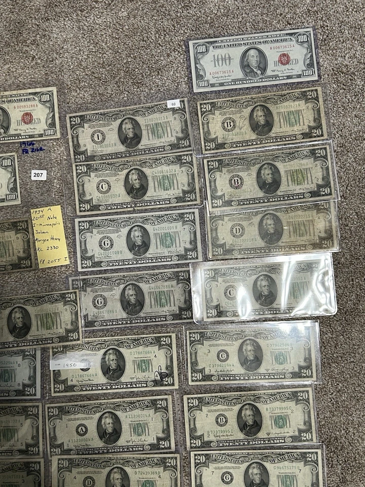$800 Historic Currency - (3) $100 Red Seals And (10) 1934 & (15) 1950 $20 Bills - Image 3 of 4
