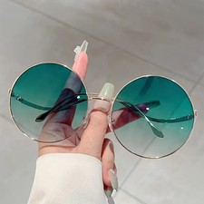 Full Frame Oversized Round Trendy Glasses - Gradient Green