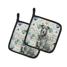 Caroline's Treasures Gray Irish Wolfhound Coastal Sea Glass Pair of Potholders