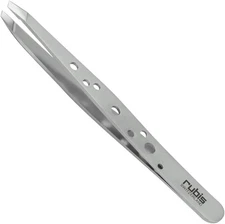 Rubis Hole Pattern Classic Stainless Steel Slanted Tweezers For Precise Eyebrows