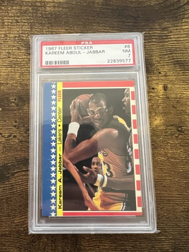 1987 Fleer Sticker Kareem Abdul Jabbar PSA 7
