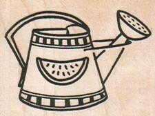 Watering Can 2 x 1 1/2" Mounted Rubber Stamp, Object Stamp