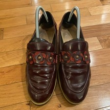 Kate Spade Karisa Burgundy Patent Leather Floral Loafers Women's Size 9 M