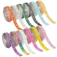 12 Rolls Rhinestone Ribbon Self Adhesive Bling Ribbon for Gift Wrapping