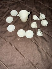 VTG Miniature Toy Dishes - Tea Set - Plastic White Set of 11 piece Dollhouse