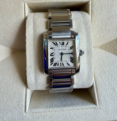 Cartier Tank Française Stainless Steel Quartz Date Roman Dial 28mm Watch