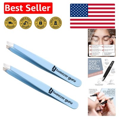 Travel-Ready Slant-Pointed Tweezers for Flawless Hair Removal - 2 Pack