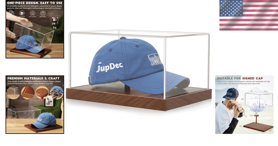Versatile Acrylic Hat Showcase with Wood Base: Perfect for Caps and ...
