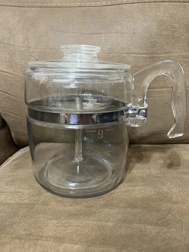 Vintage Pyrex Flameware Glass 6-9 Cup Percolator Coffee Pot Complete - 7759