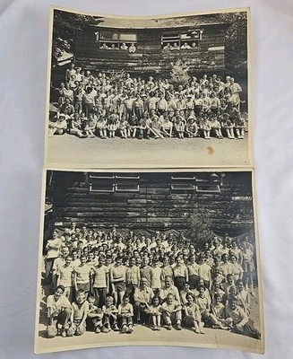 Vtg BW Kids Summer Camp Group 8x10 Photos Signatures Set 2 NY State 50s 60s