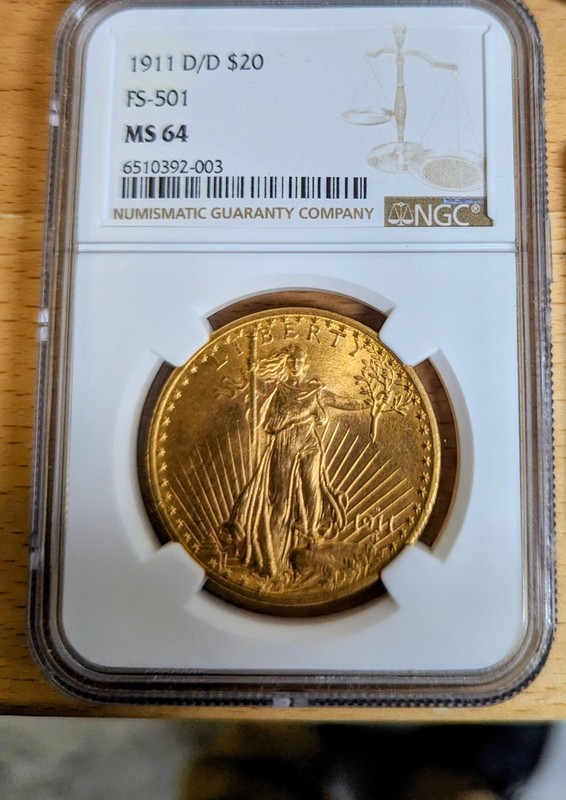 1911 Gold Double Eagle D/D FS-501 MS 64