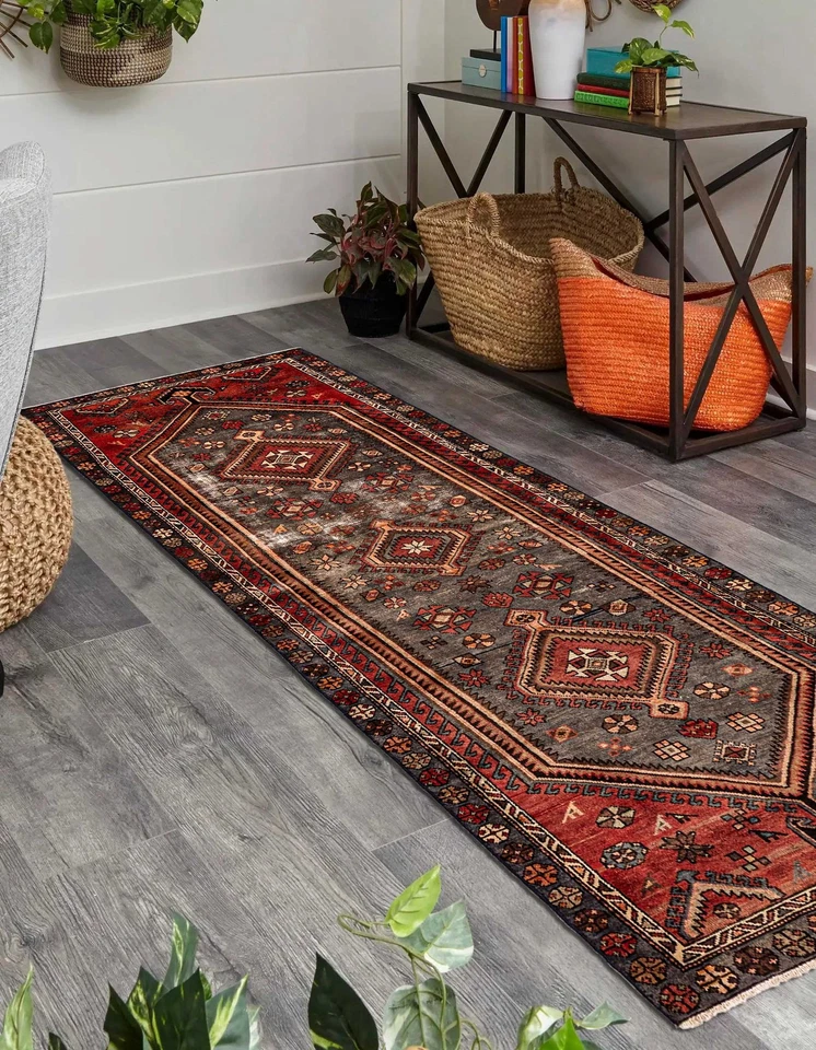 Alfombra de corredor vintage anudada a mano alfombra de lana oriental tradicional de 3'3" x 9'1" Foto 2 de 4