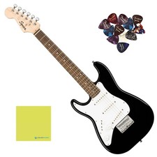 Squier Mini Stratocaster Left-Handed Electric Guitar Black Bundle with 12...