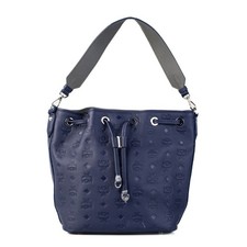MCM Drawstring Bucket Bag Navy Visetos IB2602...
