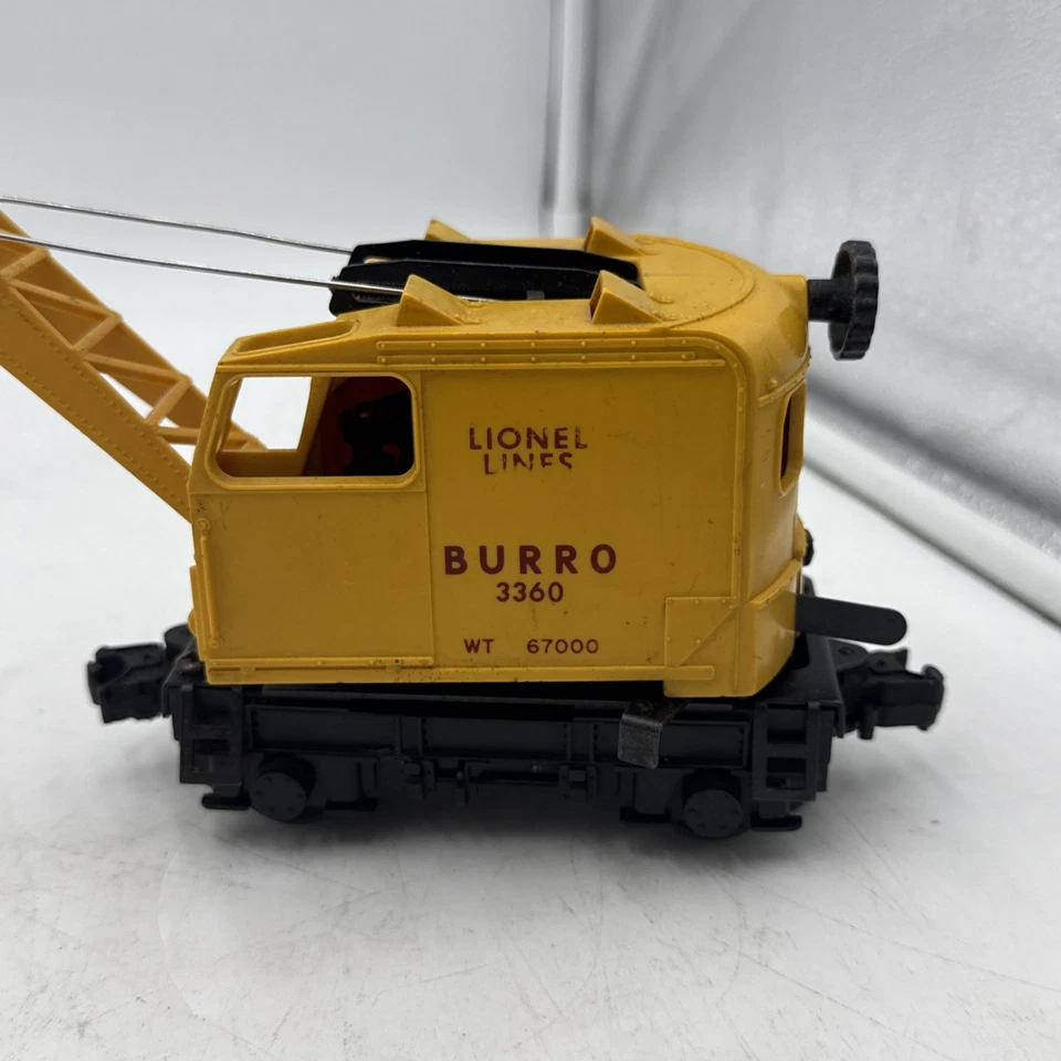 LIONEL POSTWAR O GAUGE OPERATING BURRO CRANE #3360 - EX+ - TOTAL FUNCTION TESTED - Image 2 of 4