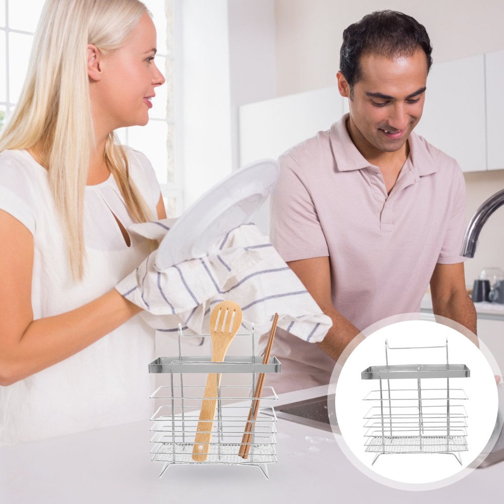 Stainless Steel Chopstick Holder Hanging Kitchen Utensil Rack for Camping