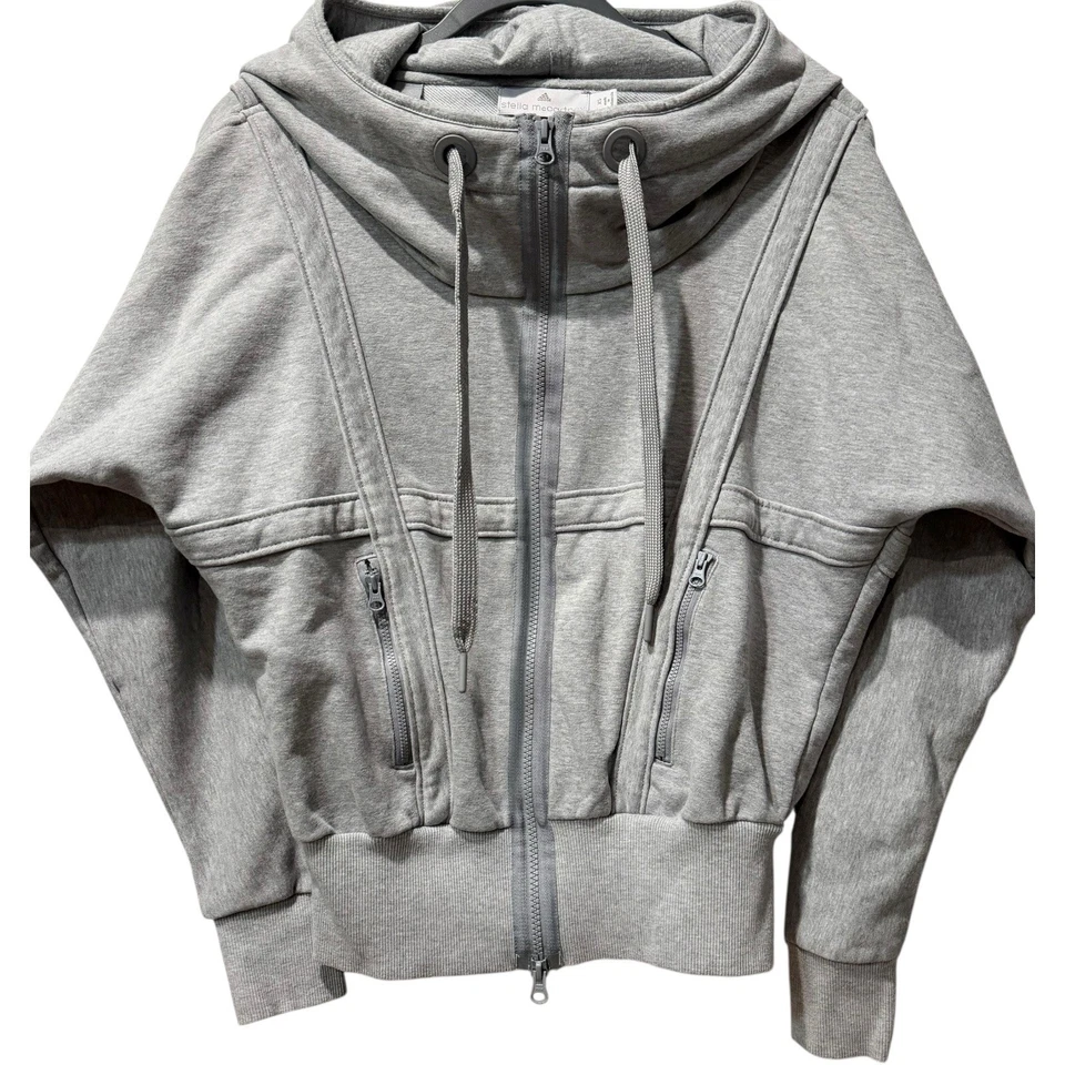 Adidas by Stella McCartney Gris Esculpido Cremallera Completa Sudadera con Capucha XS Foto 3 de 4