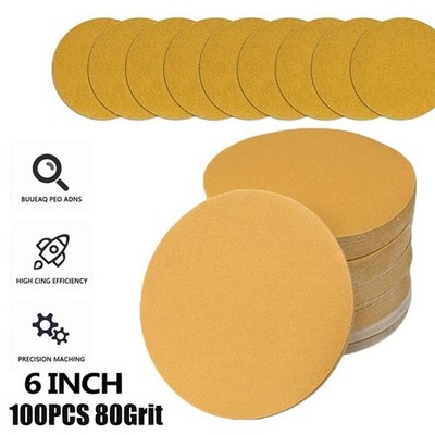 6 inch PSA Sanding Disc Sandpaper 100 Roll Sticky Back 80 Grit Sand Paper