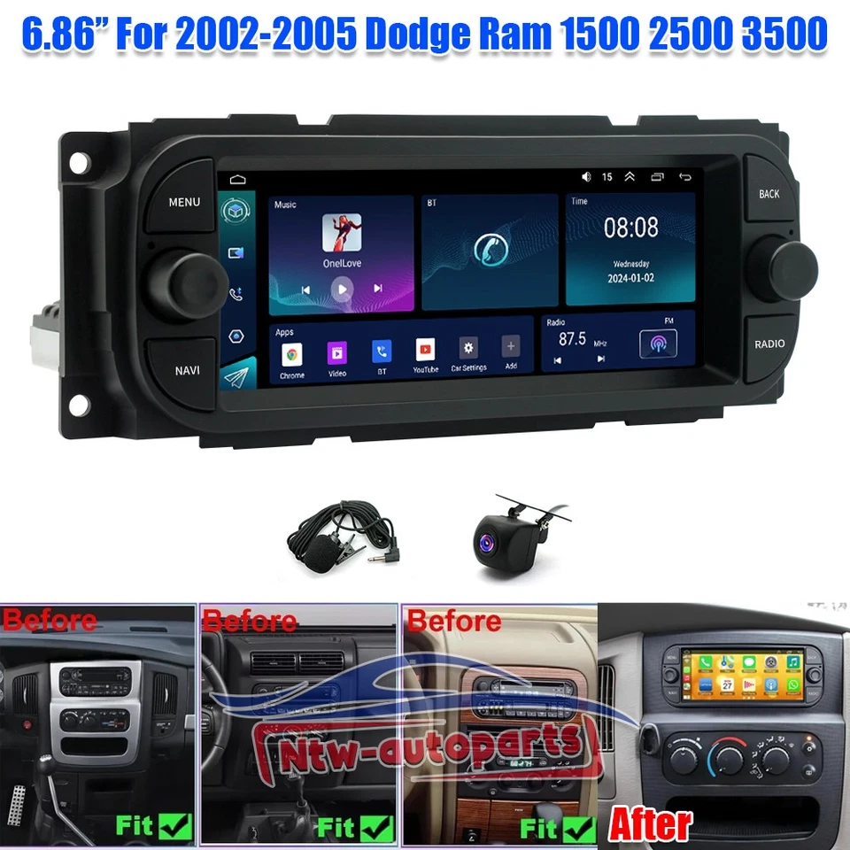 For 2002-2005 Dodge Ram 1500 2500 3500 Android CarPlay Car Stereo Radio GPS Navi Foto 2 de 4