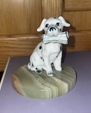 Vintage Fine China Dalmatian Dog Figurine on Alabaster Stand 